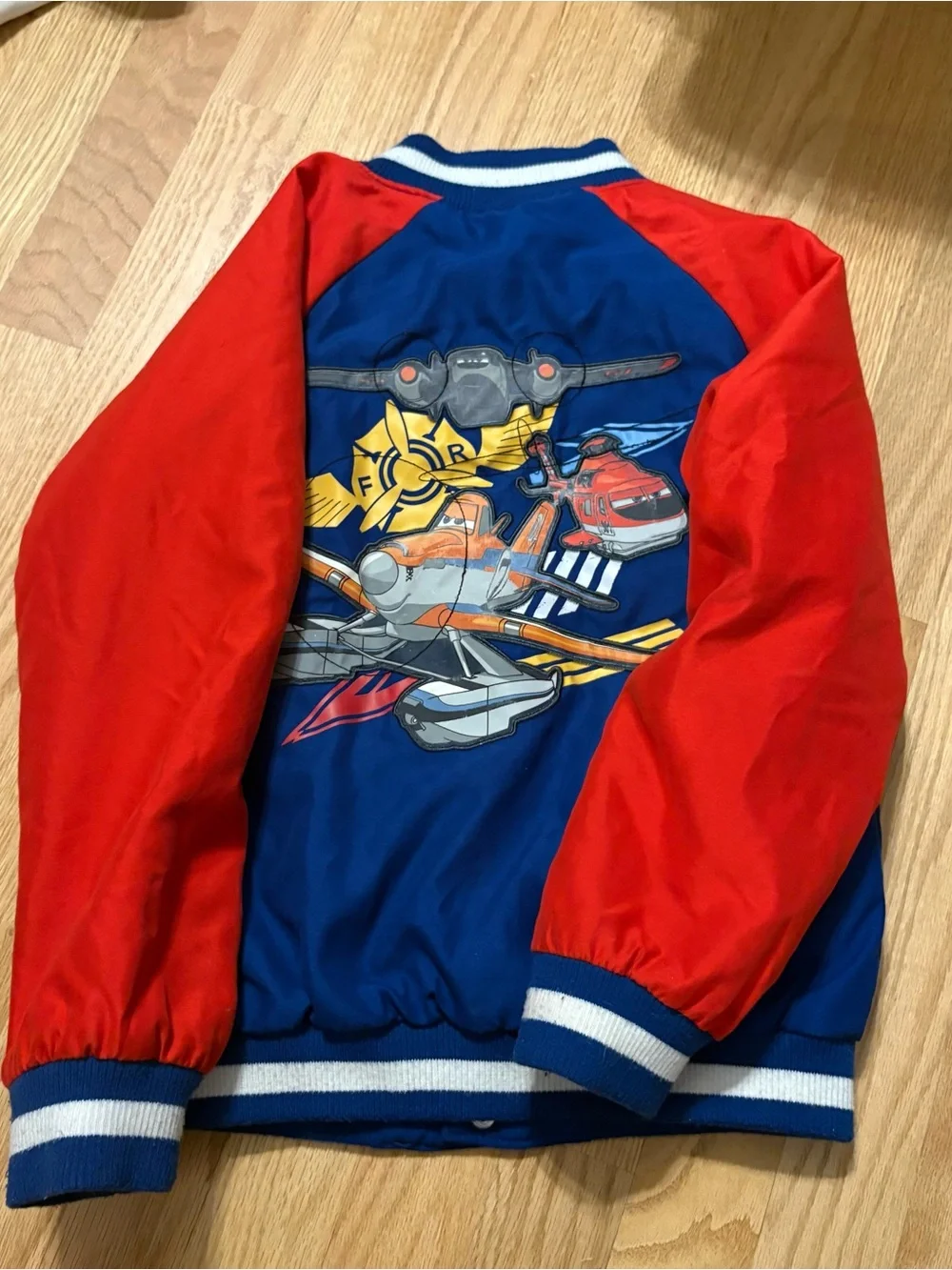 Disney Store Planes Fire & Rescue Varsity Jacket Coat Boys Red Blue 5/6